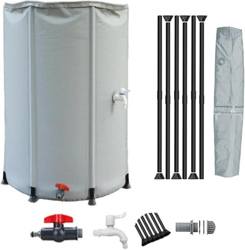 Collapsible Garden Water Butt 250L PVC Rainwater Barrel with Tap & Zip