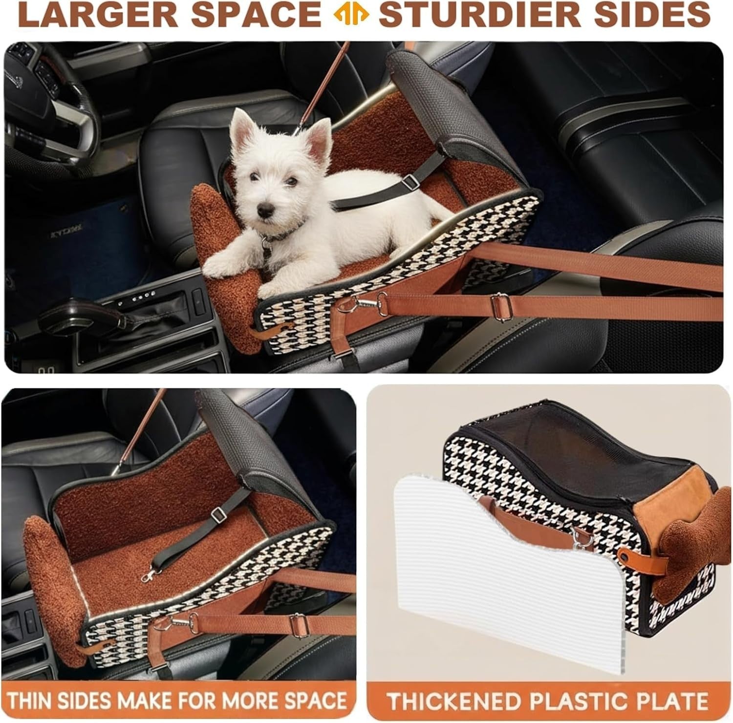 Center Console Pet Booster Seat Dog Cat Carrier Bed Safety Travel Bag