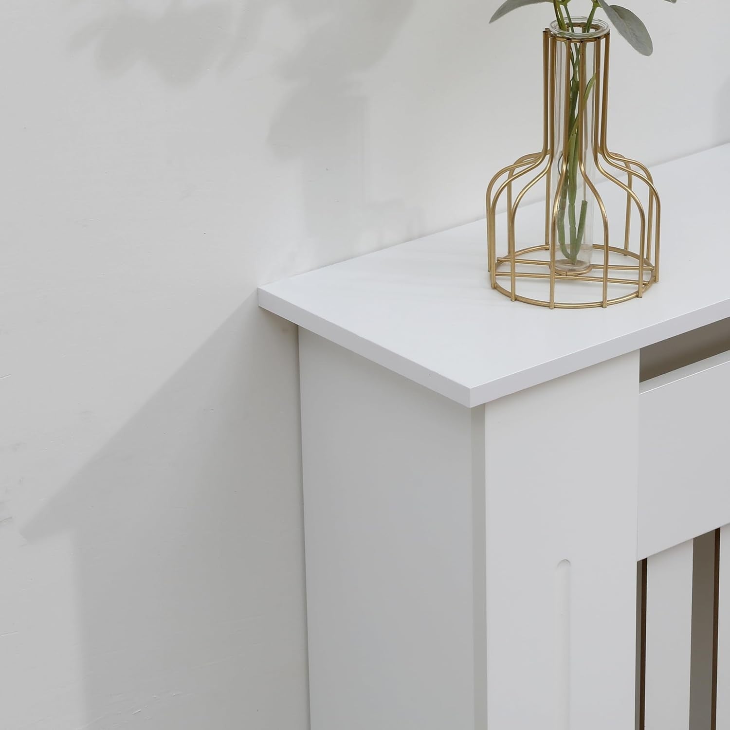 White Modern Radiator Cover Shelf Cabinet MDF Wood Heater Protector Small
