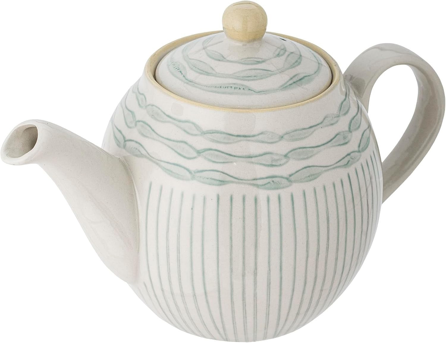 Blue Stoneware Teapot 0.9L Heat Retaining Tea Pot with Lid Modern