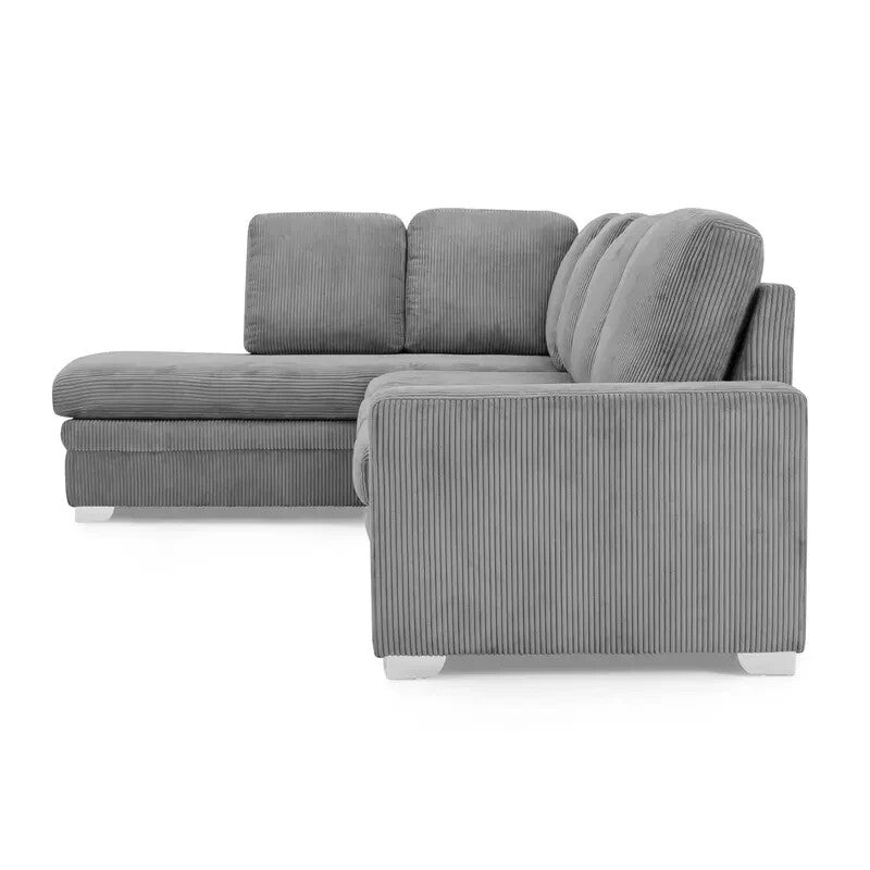 Left Hand Corner Sofa Dark Grey Jumbo Cord Chaise 4 Seater Deep Cushions