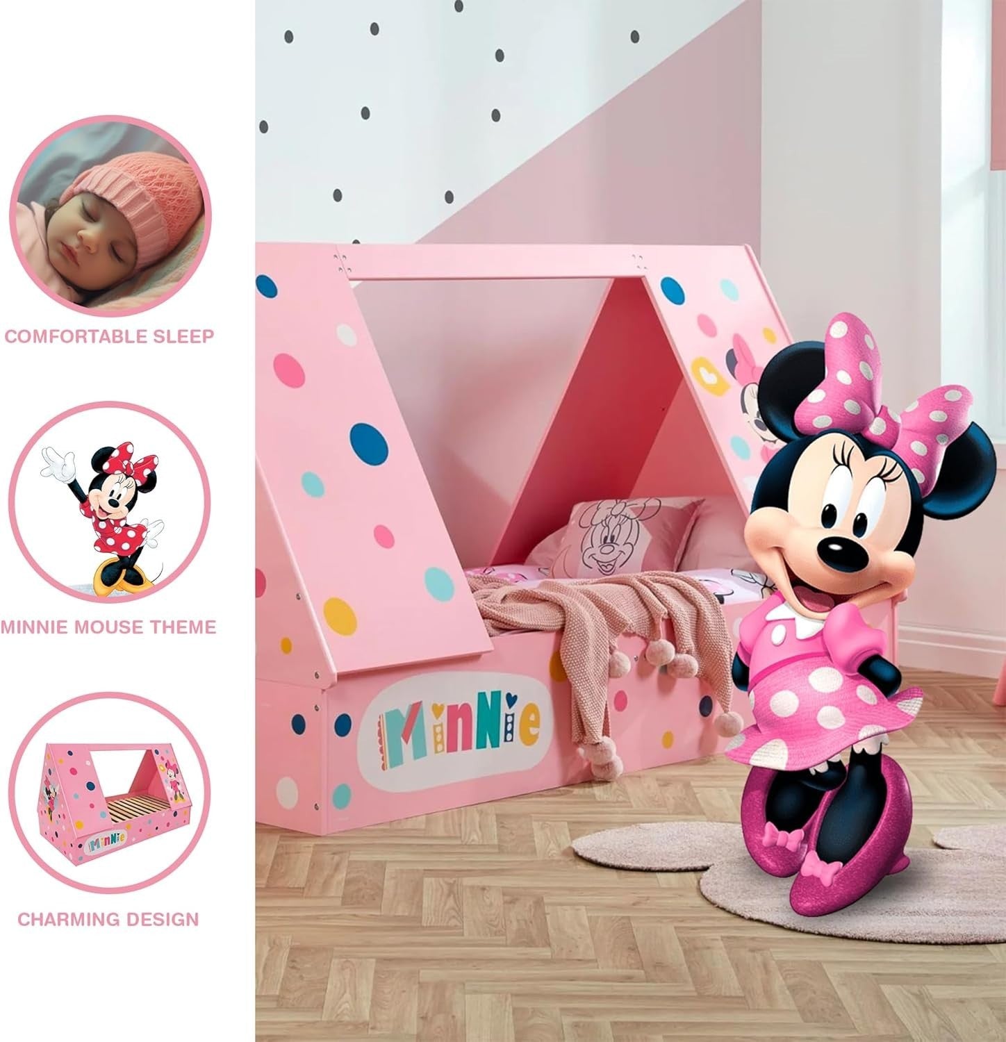 Toddler Bed with Fun Tent Frame, Kids Sleep Solution, Easy Assembly