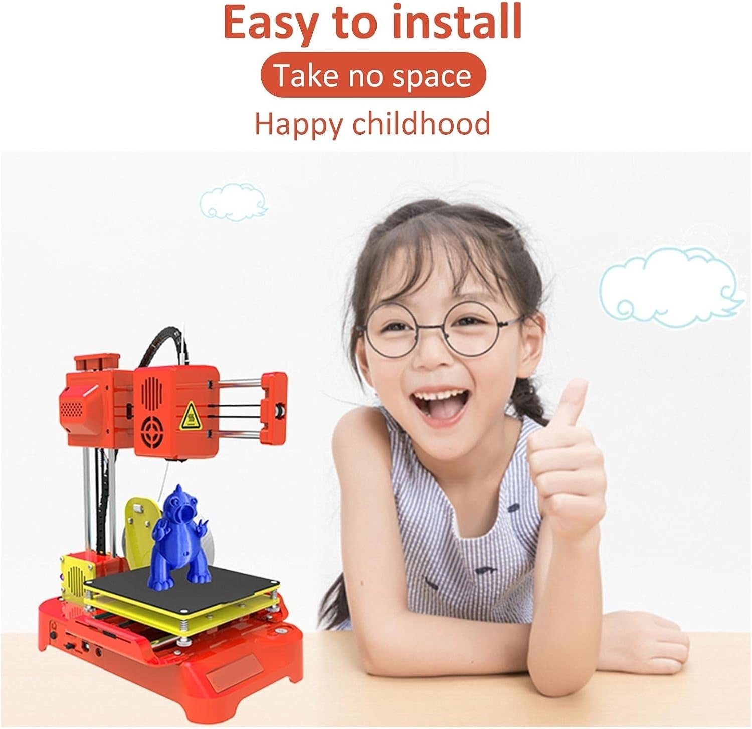 Mini 3D Printer for Kids Beginners Quiet Desktop PLA Easy Use