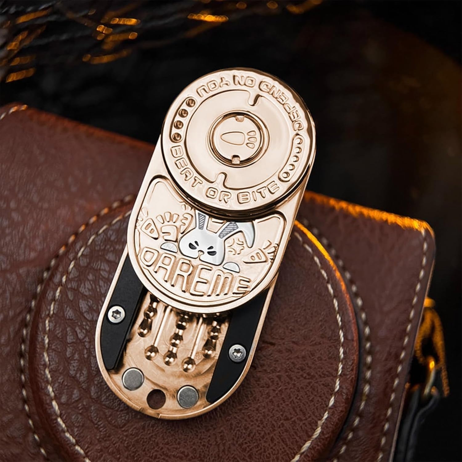 Rose Gold Rabbit Metal Fidget Slider Haptic Coin Stress Relief EDC