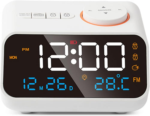 Large LED Digital Alarm Clock Dual Alarm Sleep Timer Sound Machine Dimmer
