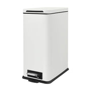 30L Slim White Pedal Bin Soft Close Stainless Steel Kitchen