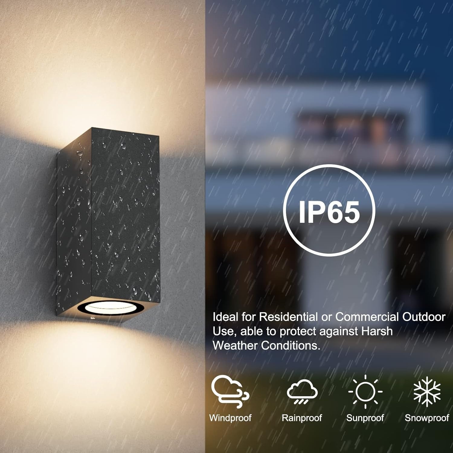 Waterproof Anthracite Outdoor Wall Lights, Modern Up-Down GU10 Sconces 4 Pack