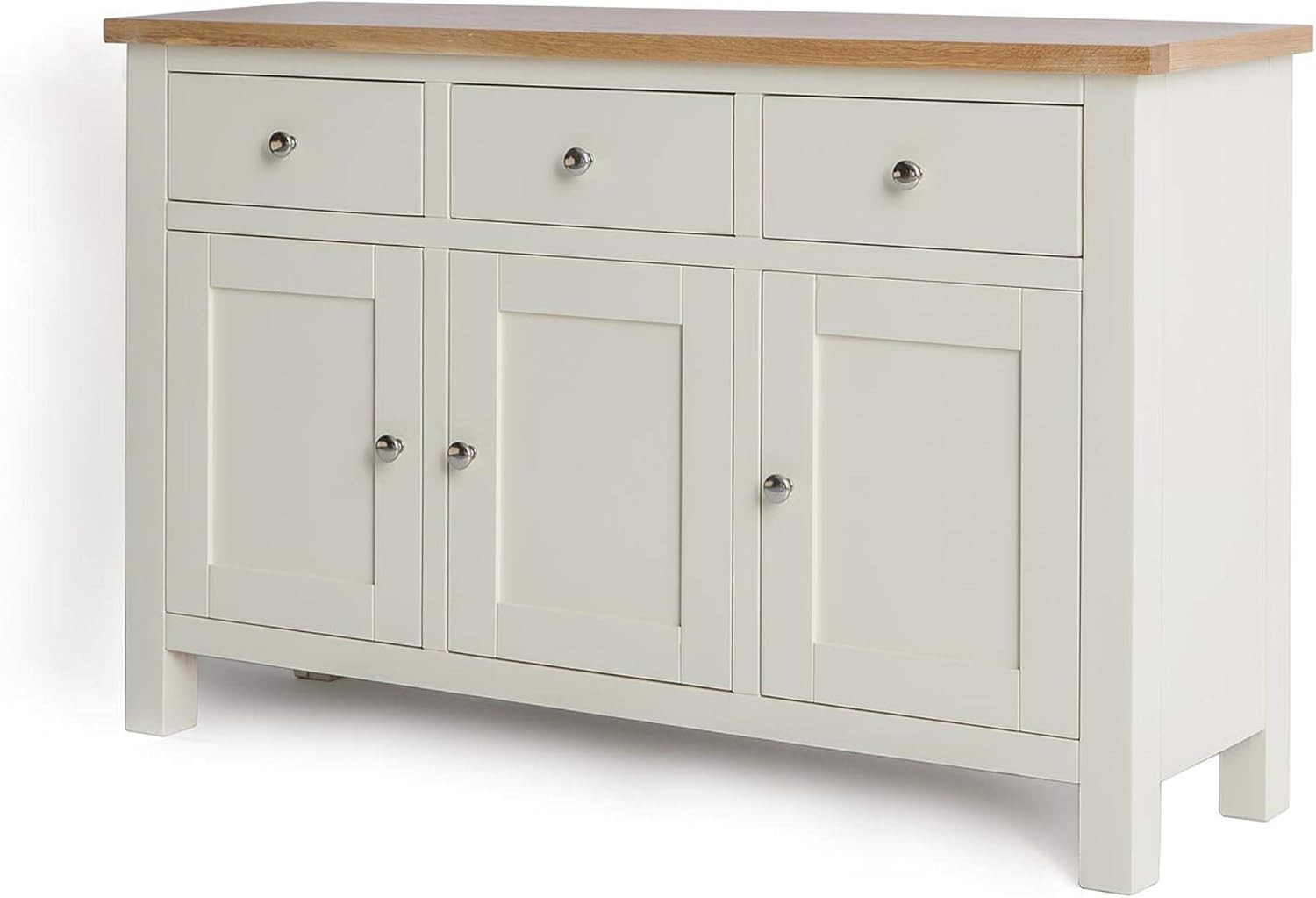 Cream Sideboard Storage Cabinet Oak Top 3 Door 3 Drawer Cupboard