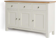 Cream Sideboard Storage Cabinet Oak Top 3 Door 3 Drawer Cupboard