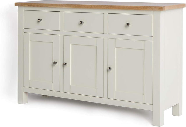 Cream Sideboard Storage Cabinet Oak Top 3 Door 3 Drawer Cupboard