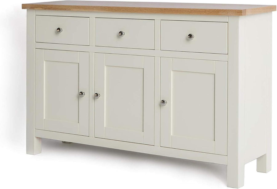 Cream Sideboard Storage Cabinet Oak Top 3 Door 3 Drawer Cupboard