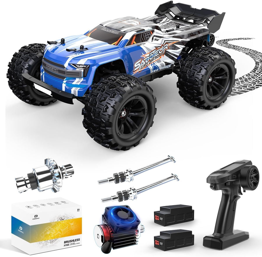 1:16 Brushless RC Truck 4WD 42MPH Off-Road Monster Car w/ 2 Batteries