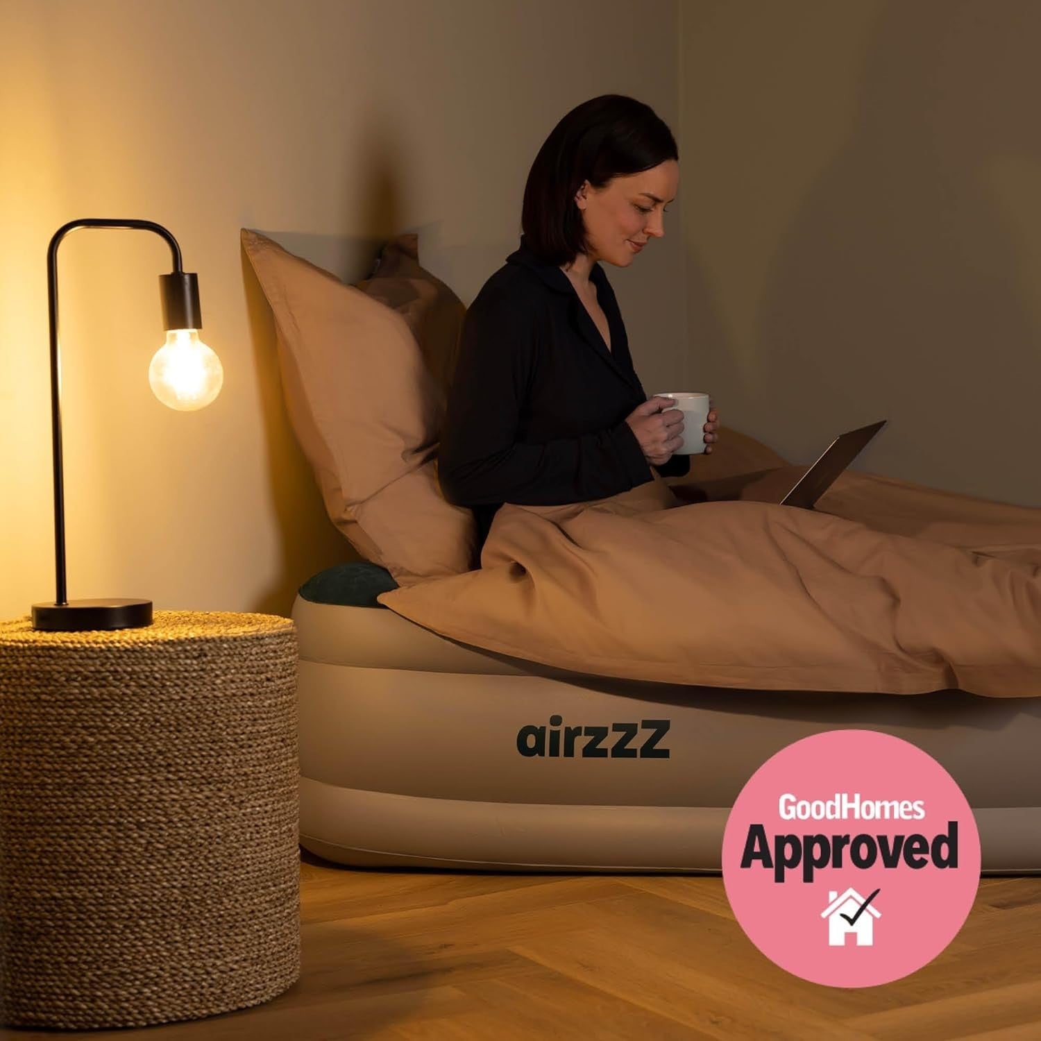 Luxury Single Inflatable Air Bed Built-In Pump Flocked Raised Mattress