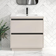 800mm Beige Floor Standing Vanity Unit with Basin Sink 2 Drawer Cabinet Modern