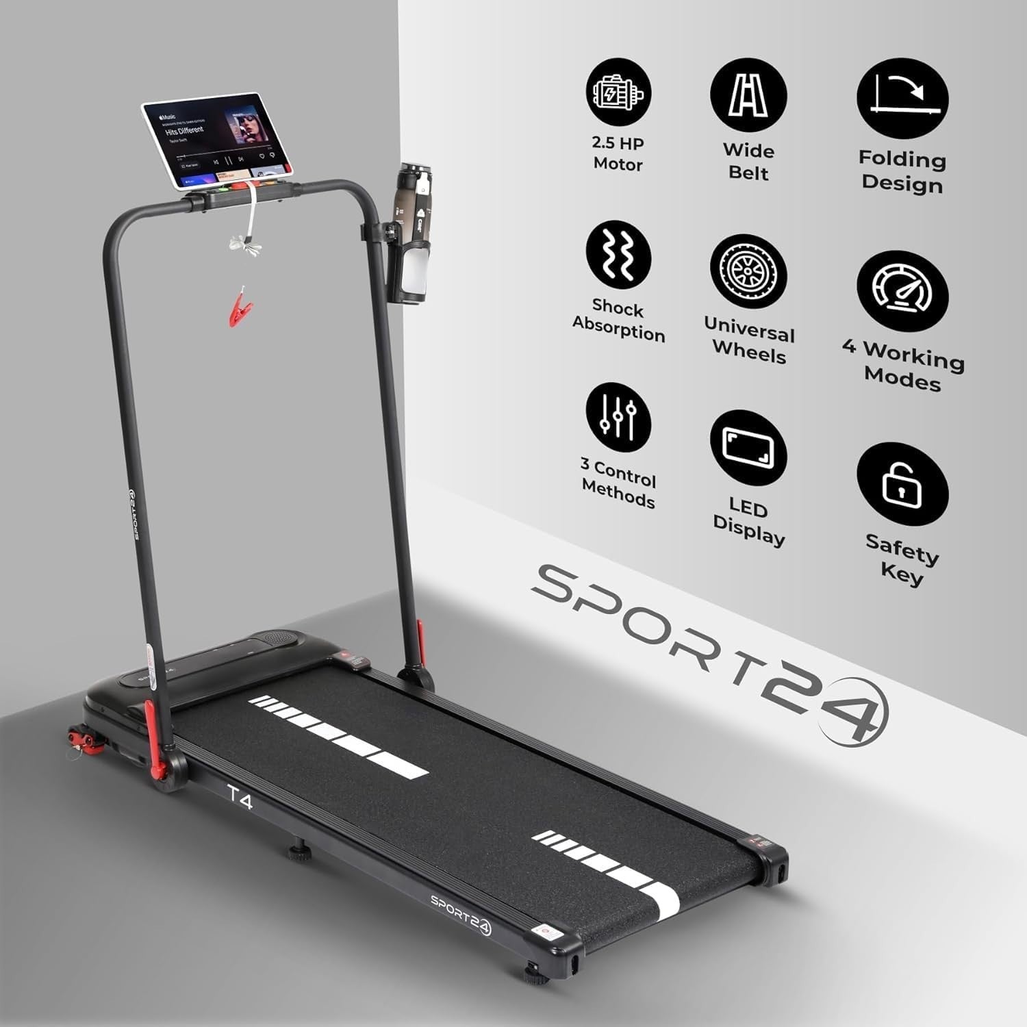 Foldable Under Desk Treadmill 12km/h Quiet Incline Home Walking Running