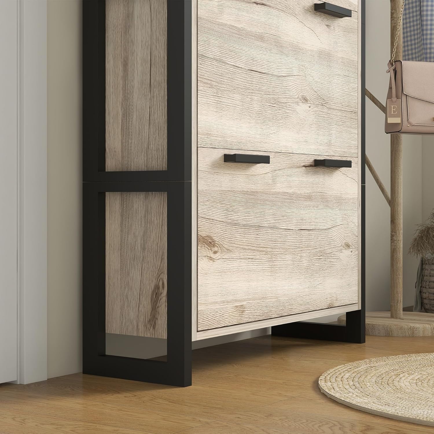 Slim 3 Drawer Shoe Cabinet with Adjustable Shelves, Flip Doors, 18 Pairs Storage