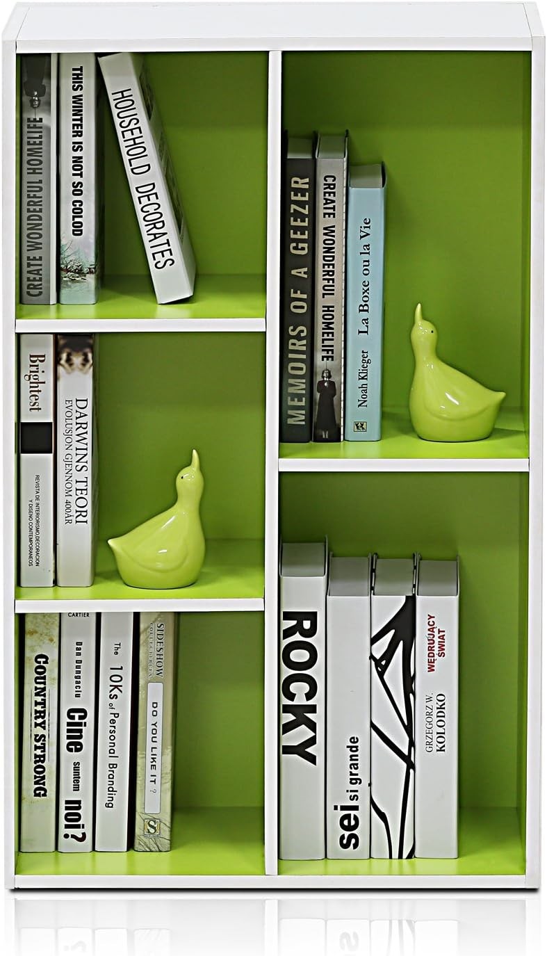 5 Cube Bookcase Storage Open Shelf Compact Organizer Bookshelf Display Green