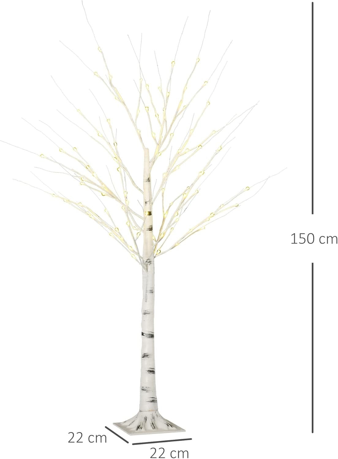 150cm Pre-Lit White Birch Tree Light Warm LED Indoor & Outdoor Home Garden Decor