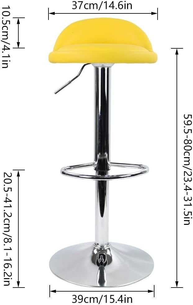 Yellow Round Adjustable Swivel Bar Stool PU Leather Home Kitchen