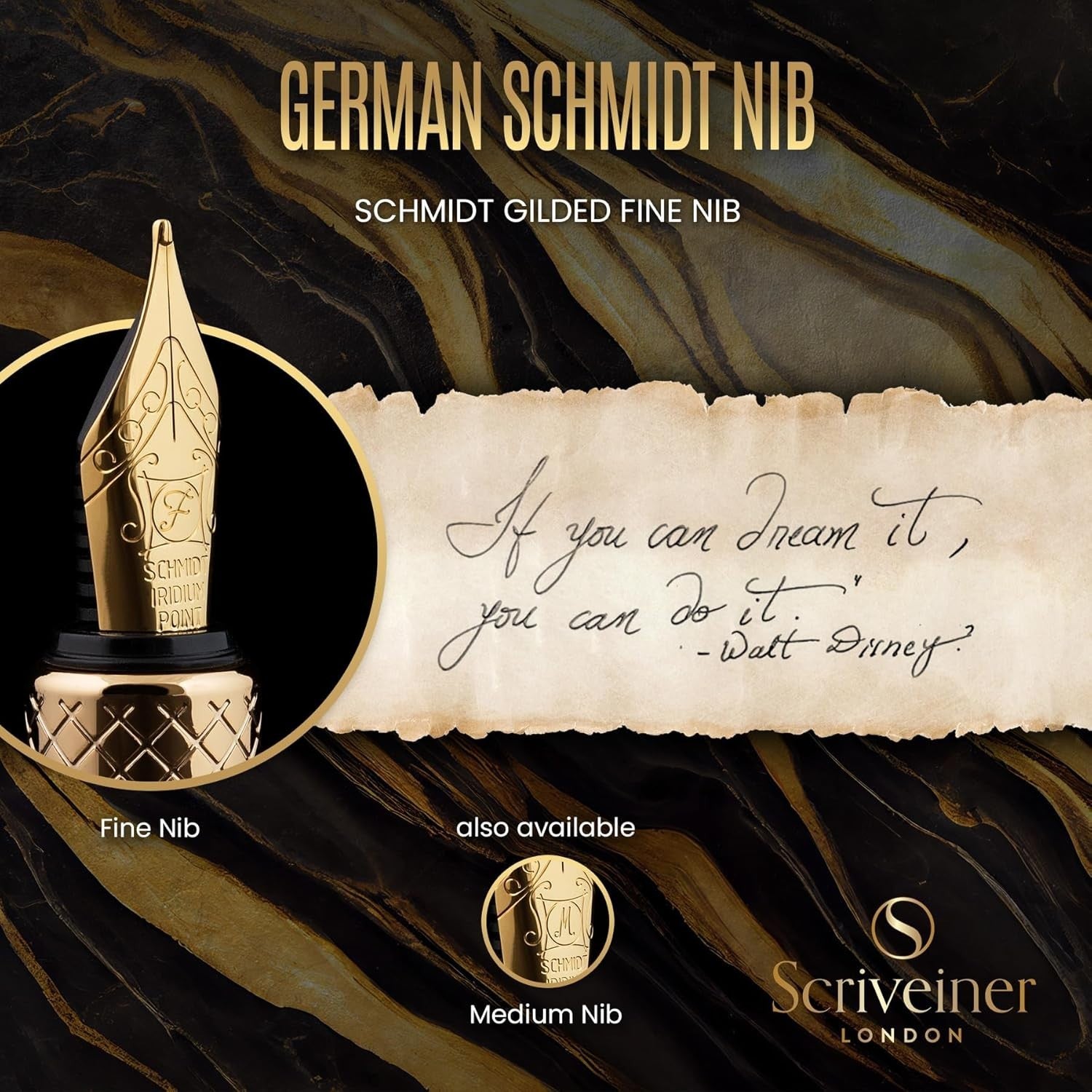 Luxury Gold Fountain Pen Fine Nib Heavy Brass Gift Set