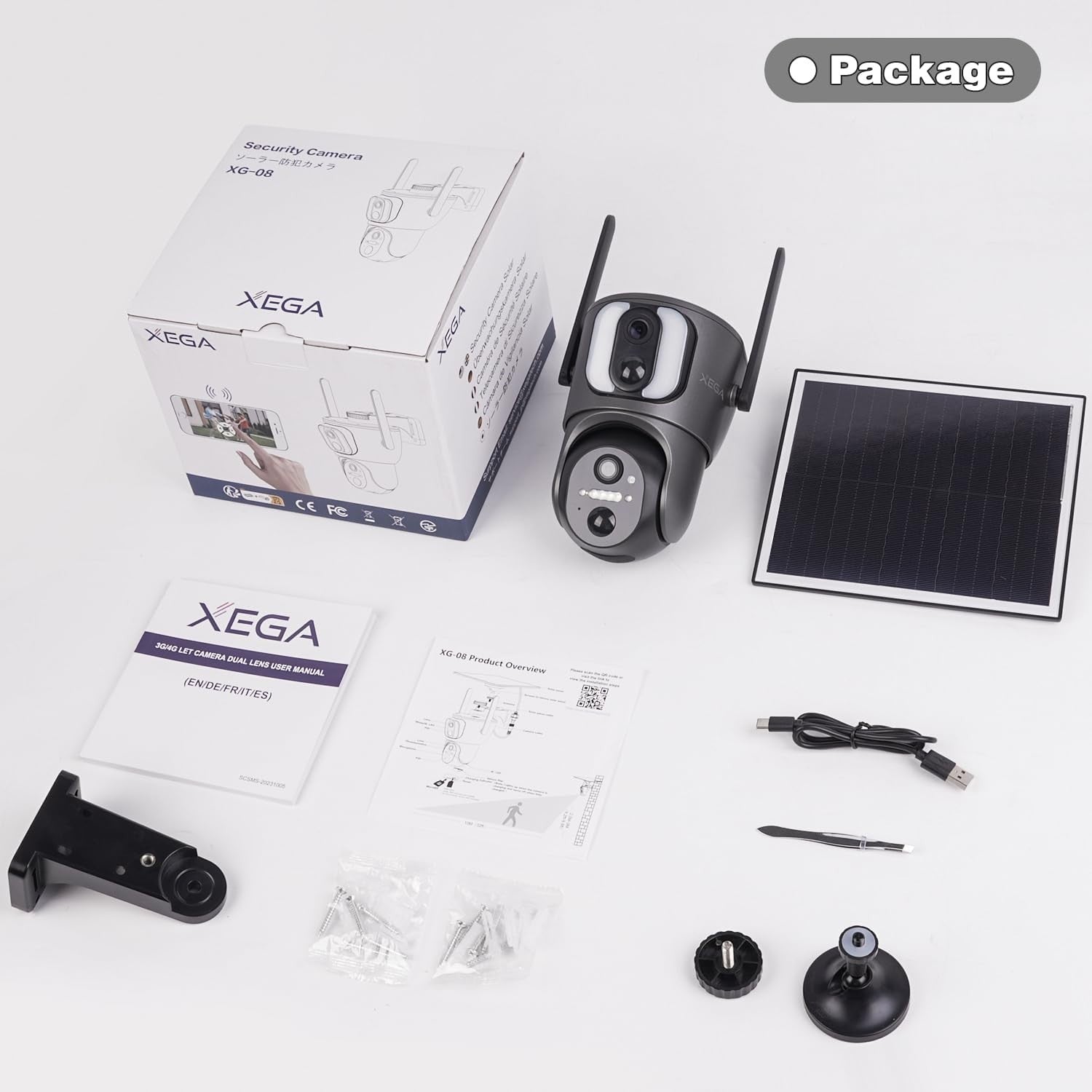 4G LTE Solar Security Camera Dual Lens PTZ 2K HD CCTV No WiFi