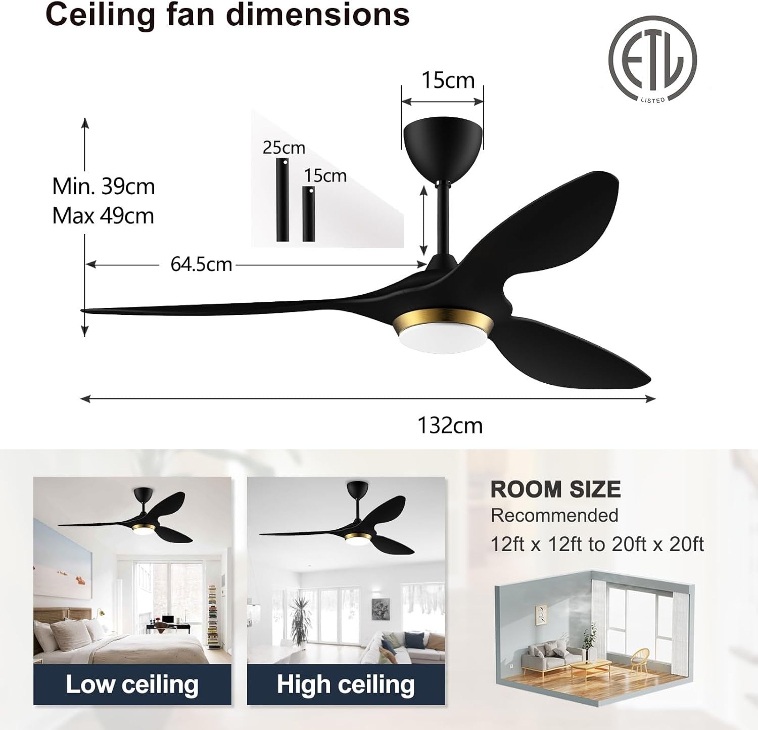 52" Ceiling Fan with Lights Natural Wood Wi-Fi Timer Quiet