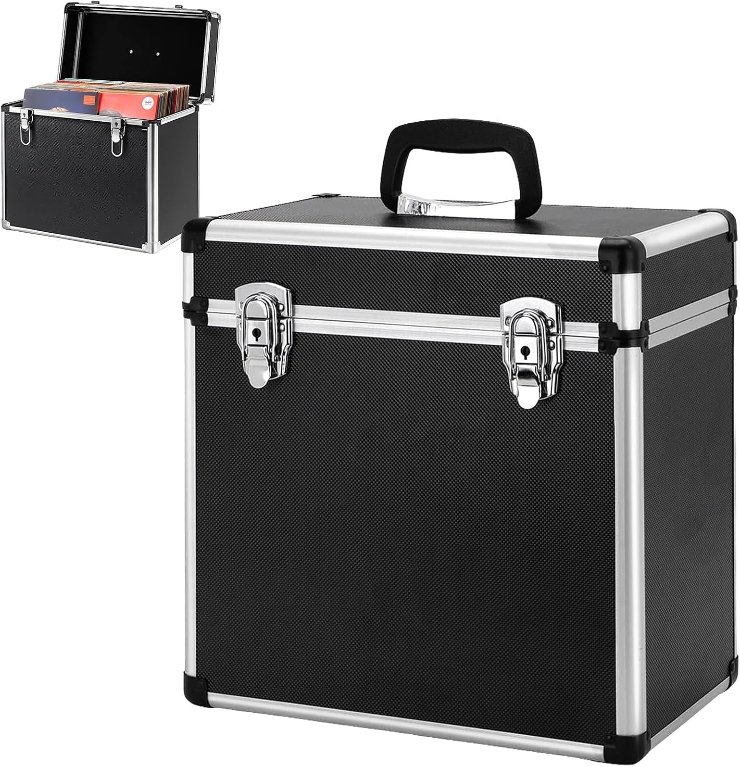 LP Vinyl Record Storage Case Lockable Aluminium DJ Carry Box Holds 50