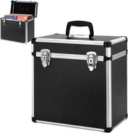 LP Vinyl Record Storage Case Lockable Aluminium DJ Carry Box Holds 50