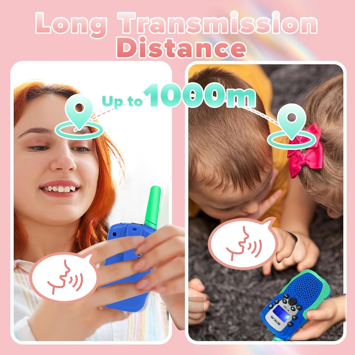 Kids Walkie Talkie VOX Flashlight Clear Sound Outdoor Toy Gift Blue