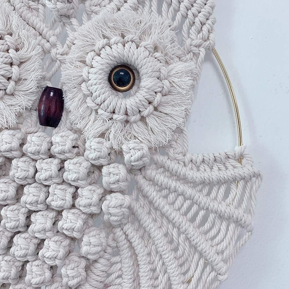 2PCS Owl Macrame Wall Hanging 65x30cm Boho Woven Tapestry