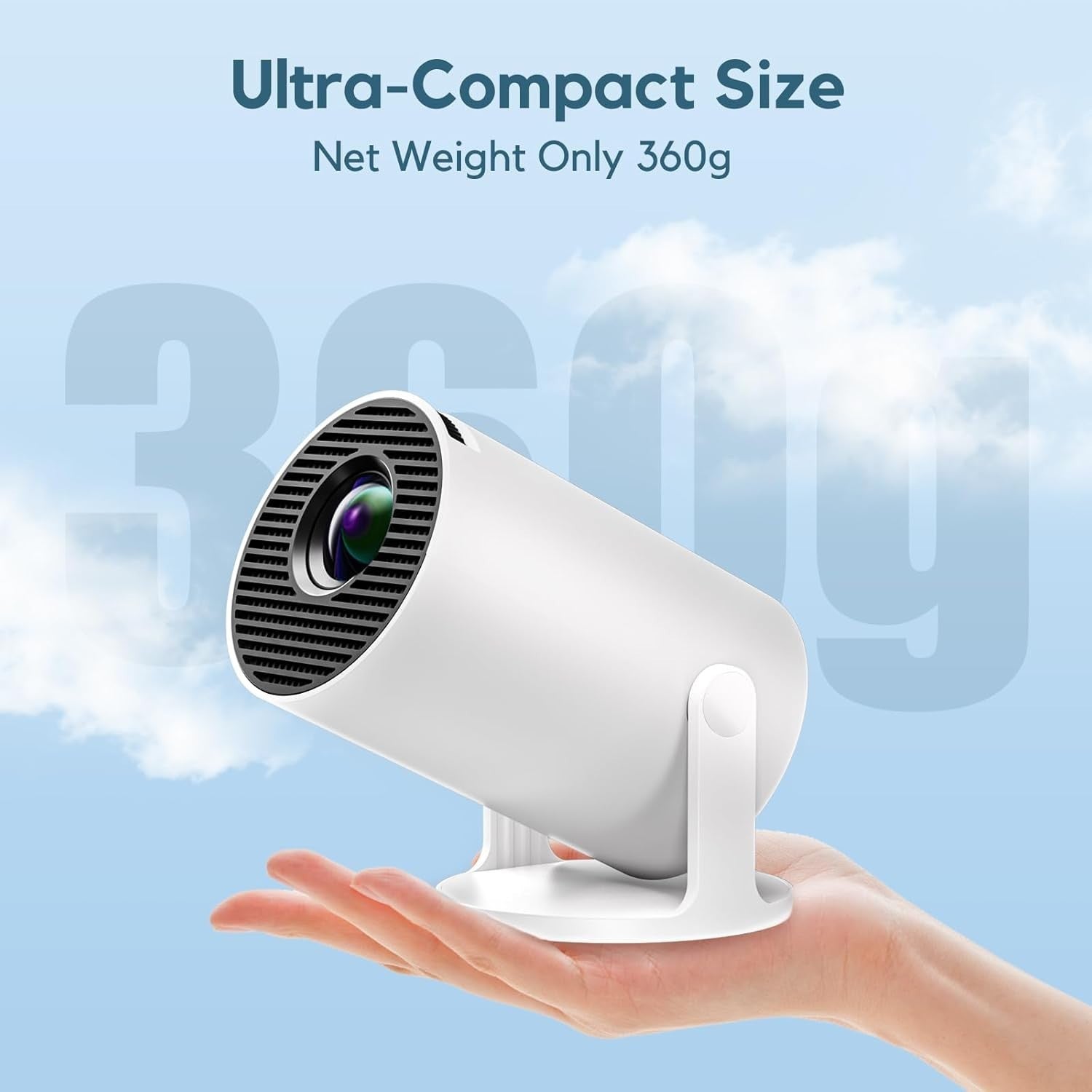 Smart Mini Projector 1080P WiFi 6 Bluetooth 180° Auto Keystone