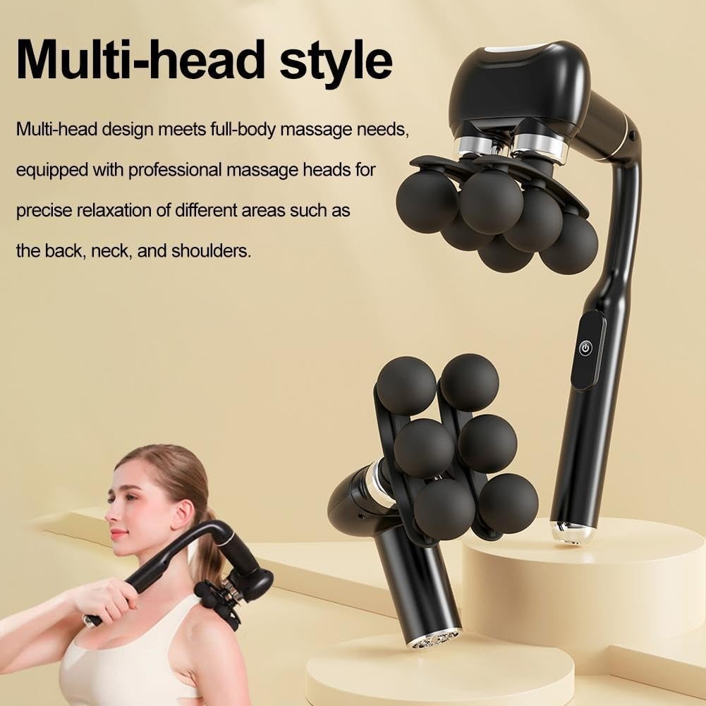6 Head Massage Gun With Long Handle Deep Tissue Back & Shoulder Muscle Relief