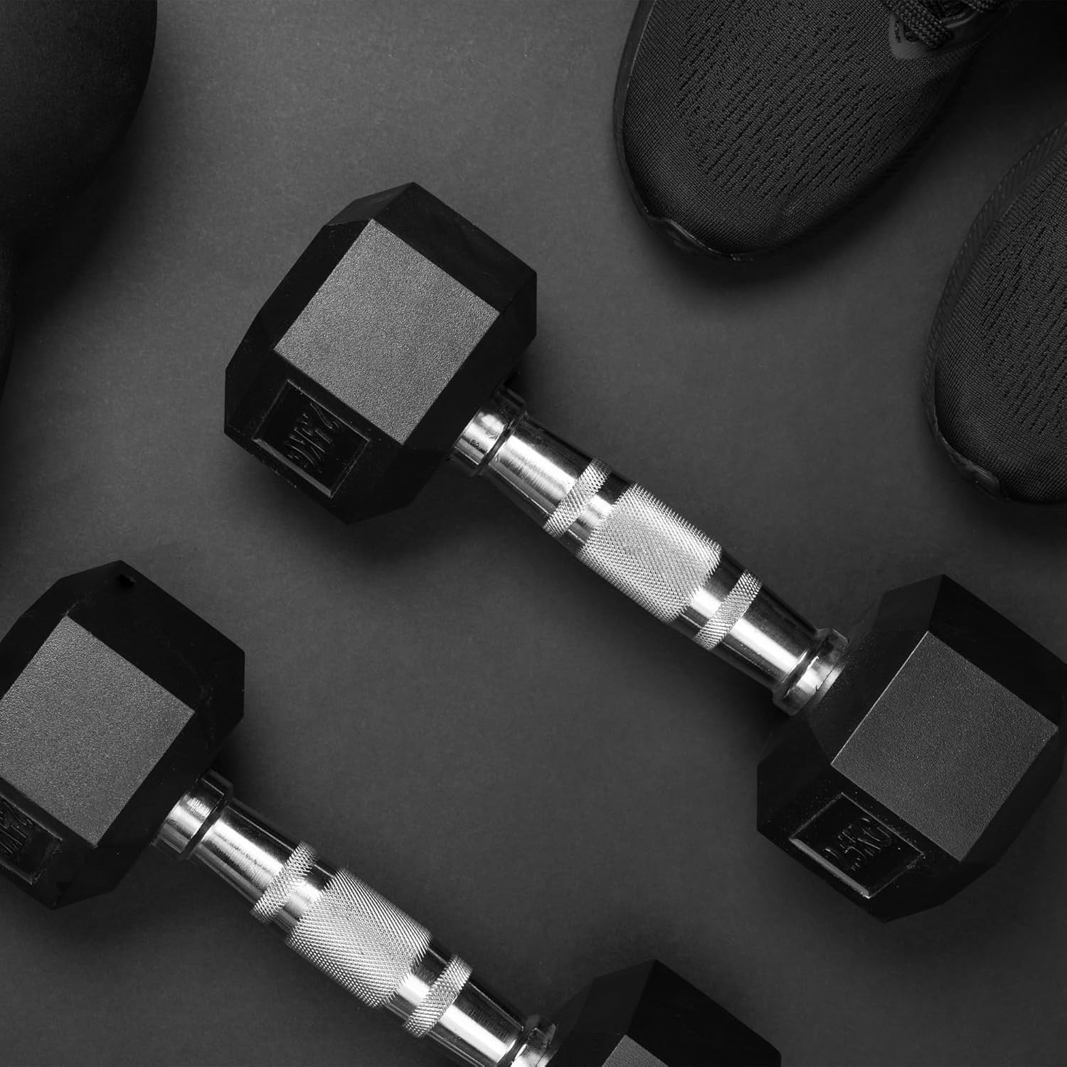 Hex Dumbbells Pair Rubber Coated Anti Roll 1–50kg Home Gym Weights
