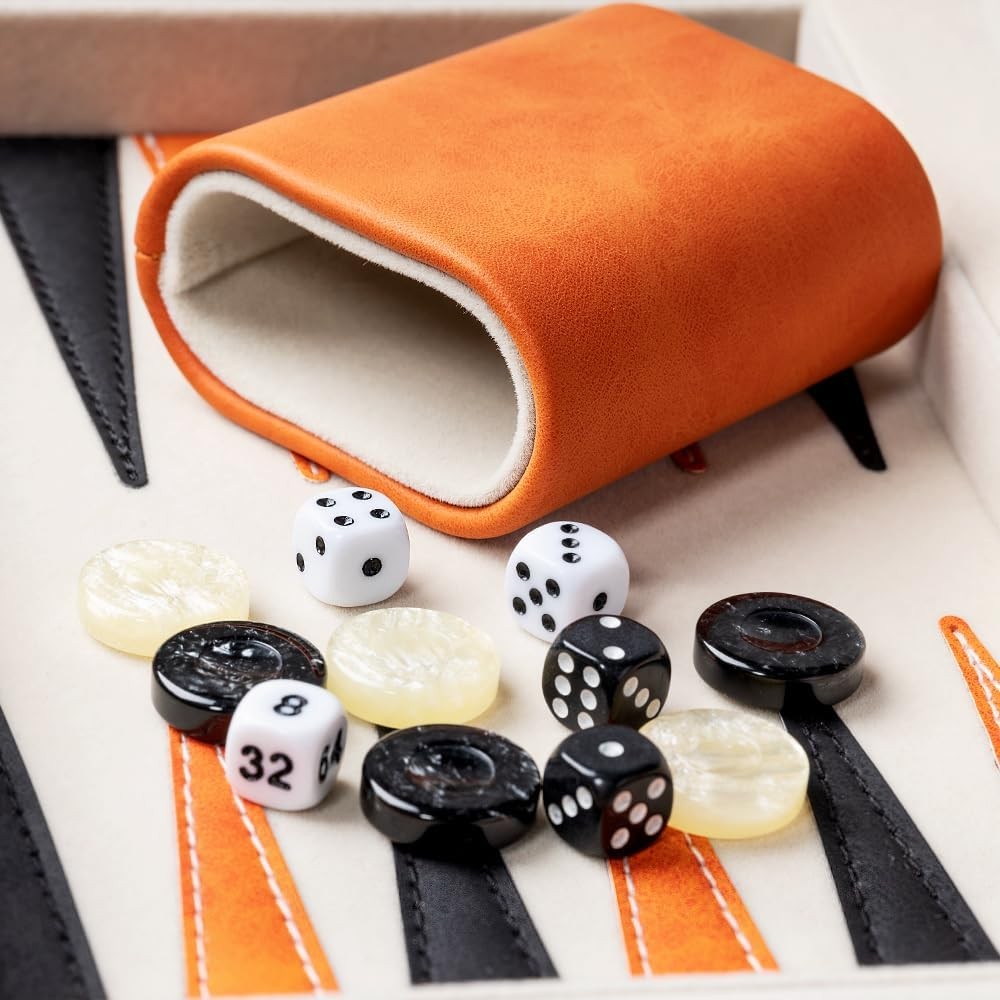 9.4 Inch Travel Backgammon Set Faux Leather Folding Board Portable Game