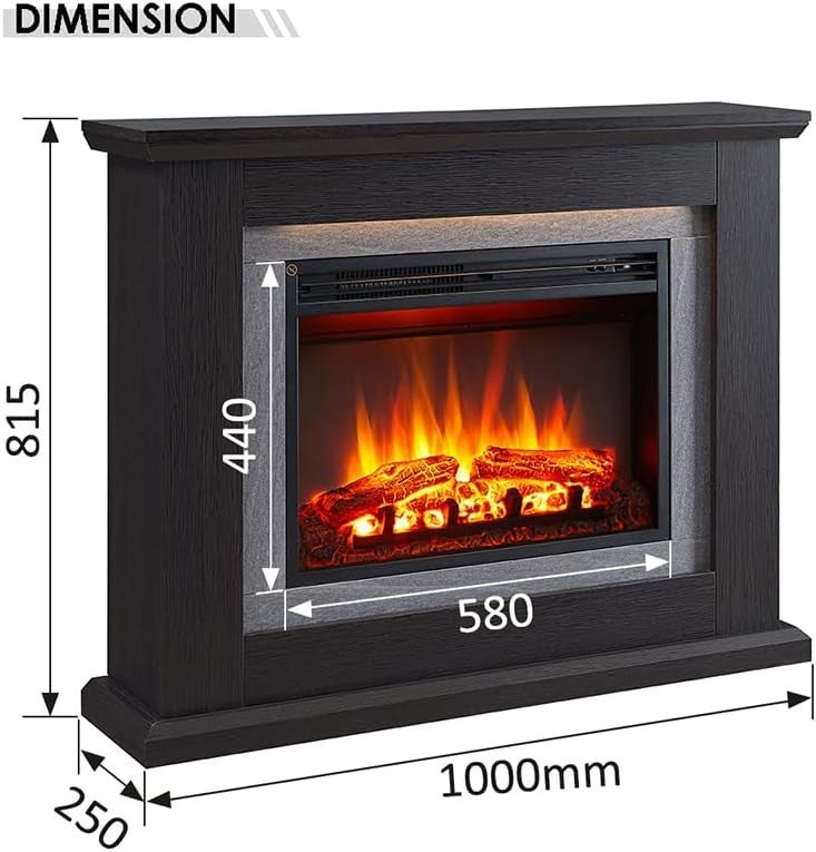 39” Oak Electric Fireplace Freestanding LED Flame Heater 2kW Remote