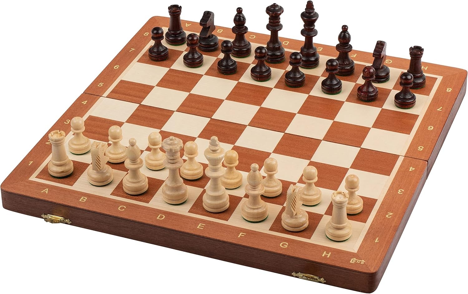 38cm Tournament Wooden Chess Set – Inlaid Folding Board & Weighted Pieces
