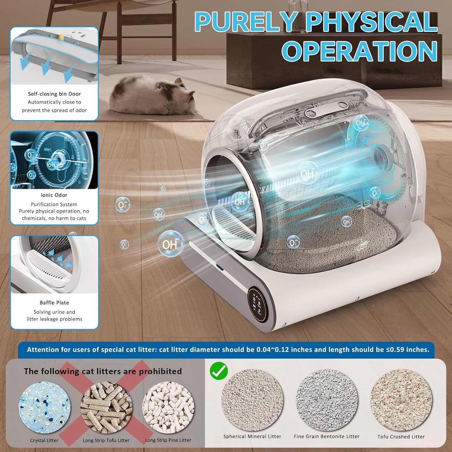 Self Cleaning Cat Litter Box App Control Auto Deodorizing Smart XL