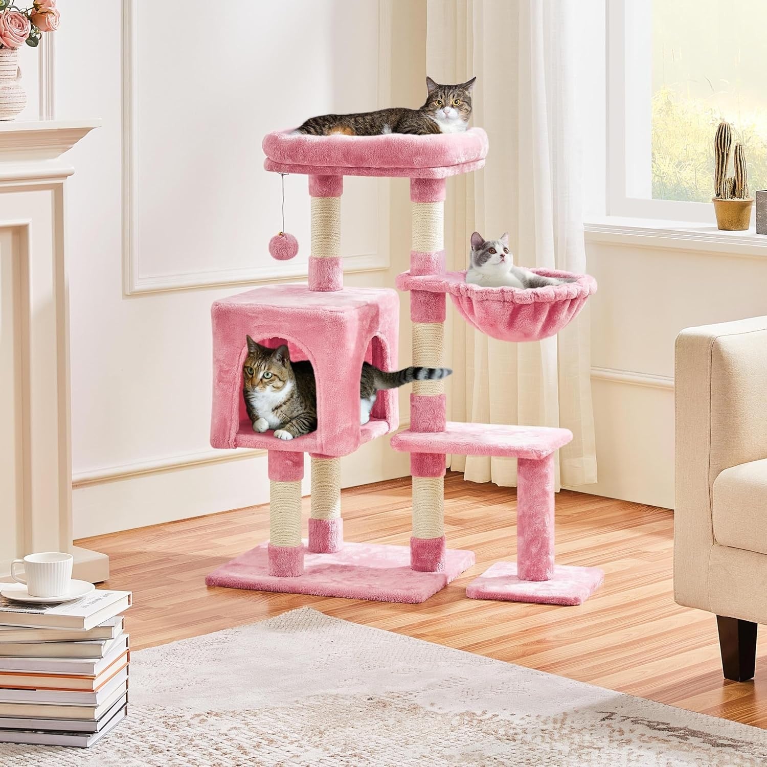 Cat Tree Tower 96cm With Condo Perch Scratching Posts Indoor Cat Activity