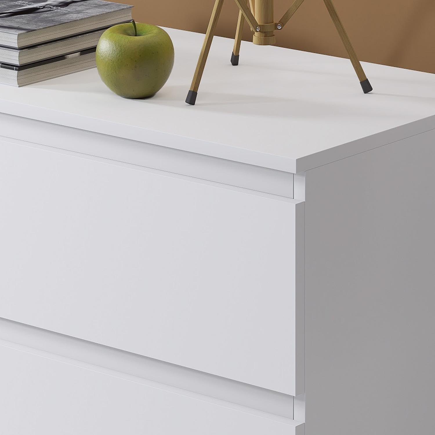 Modern White 6 Drawer Chest Wide Storage Unit for Bedroom TV Setup
