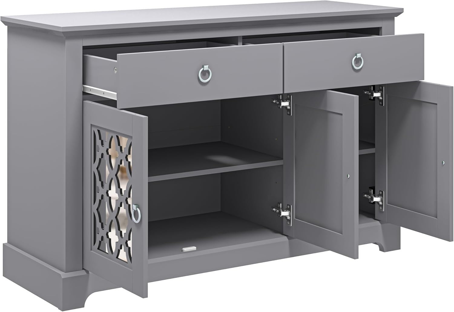 Modern Grey Sideboard Cabinet 3 Door 2 Drawer Storage Unit Hallway