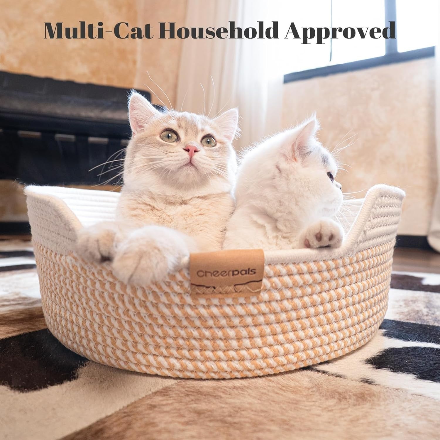 Washable Cat Bed Basket 47cm Cotton Rope Woven Cushion All Season