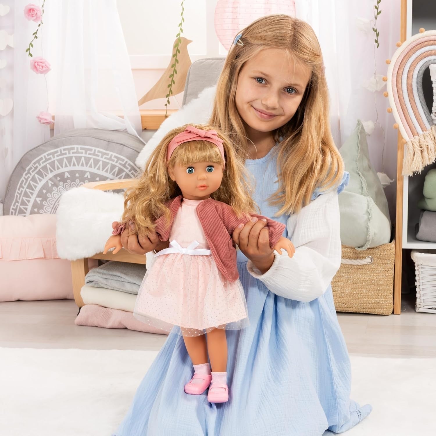 Interactive Baby Doll 46cm Soft Body Laughing Kissing Sounds Hair Play