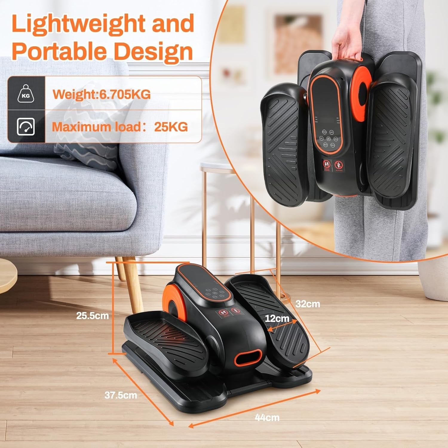 Under Desk Elliptical Electric Quiet Seated Pedal Leg Exerciser Remote