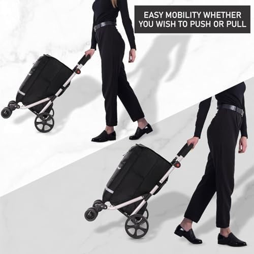 74L Foldable Shopping Trolley 6 Wheels Lightweight Grocery Cart Storage
