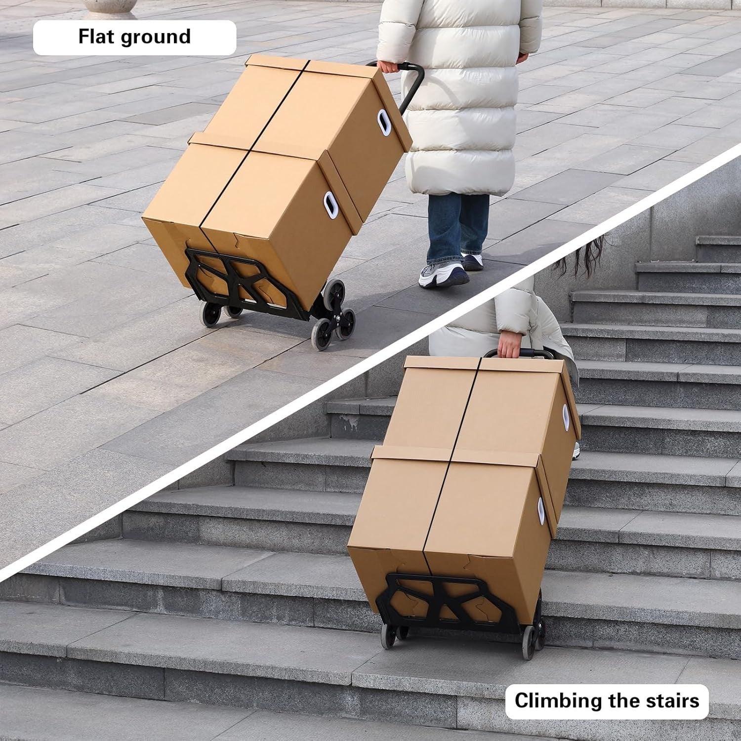 330lb Stair Climbing Hand Truck Folding Dolly 6 Wheel Telescopic Cart