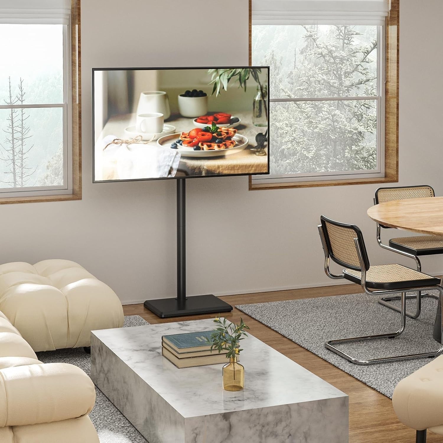 Slim Swivel TV Floor Stand for 32–55” Adjustable Corner Mount VESA 40kg - Black