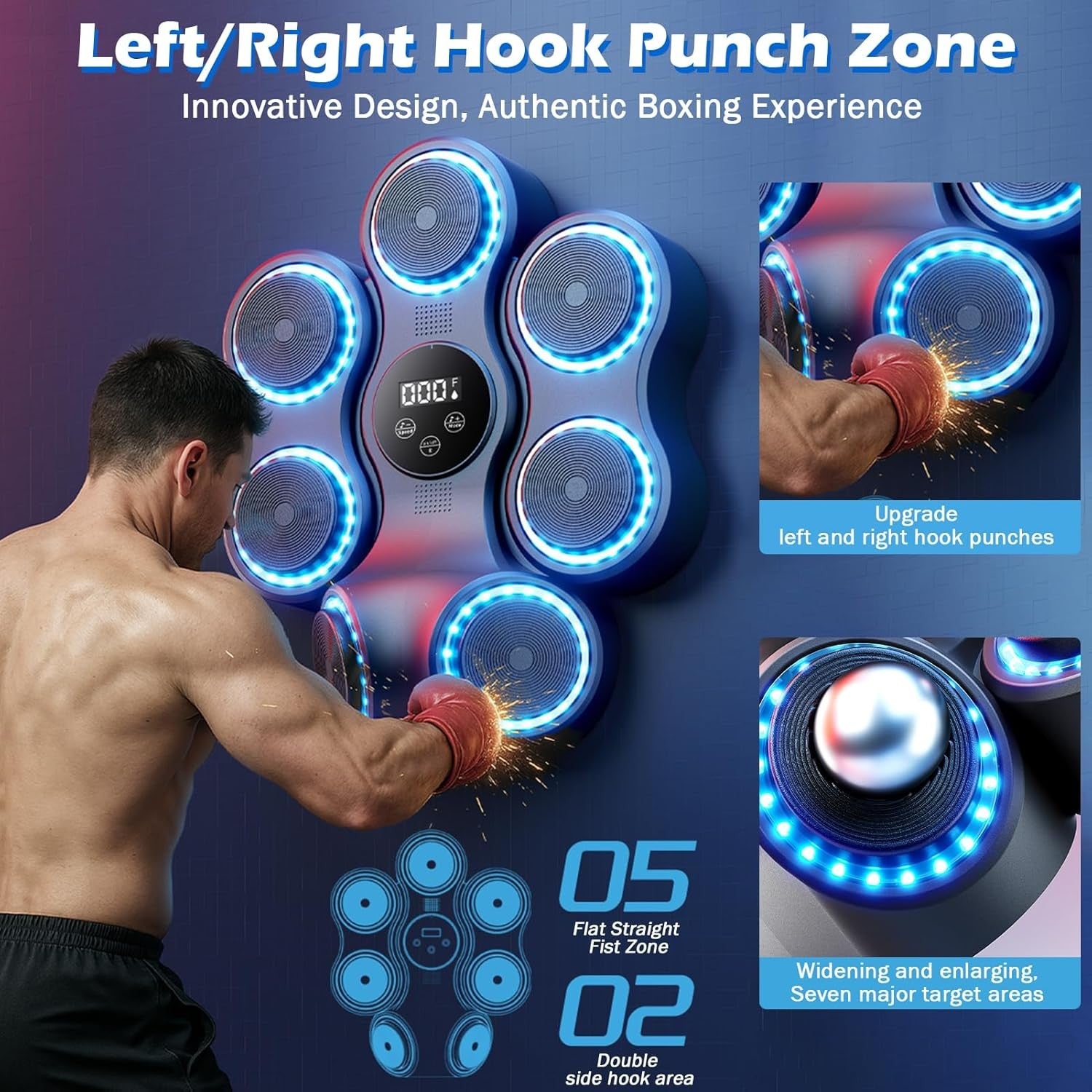 Music Boxing Machine Bluetooth LED Wall Mount Punch Trainer