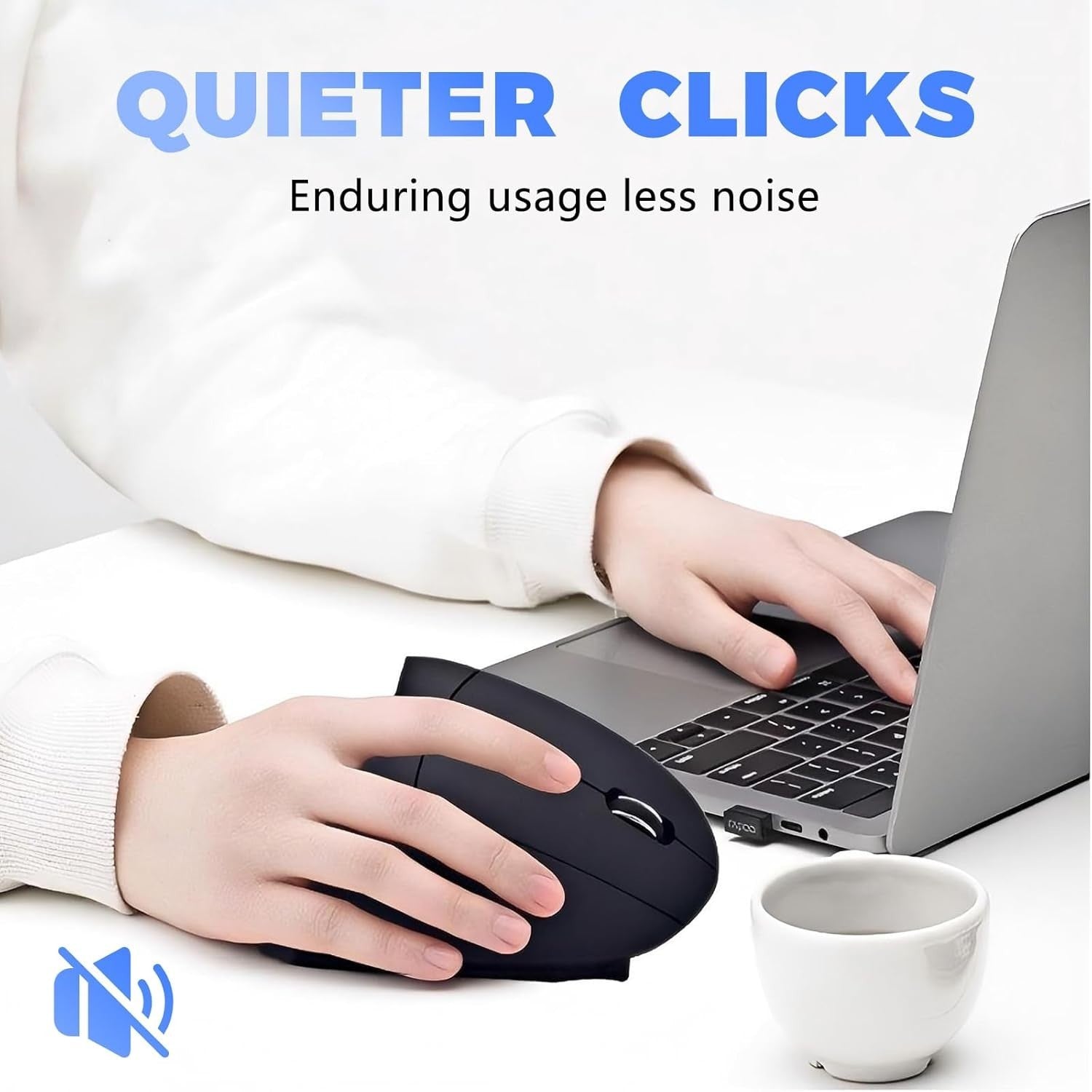 Ergonomic Vertical Mouse Wireless Bluetooth Rechargeable Silent