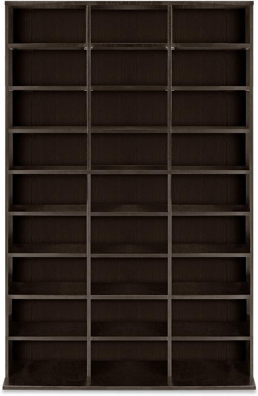 837 CD 396 DVD Storage Cabinet Adjustable Media Shelf Bookcase Brown