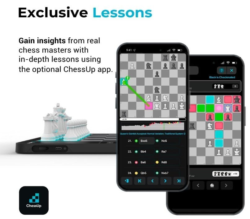Smart Electronic Chess Board with AI, WiFi, Lessons & Light-Up Pieces